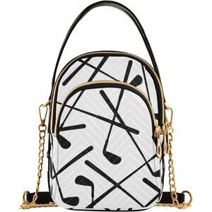 Women Golf Crossbody Bag Polyester Removable Chain Compact Purse Wallet